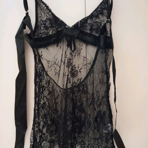 Lingerie lace black new with satin ribbon small