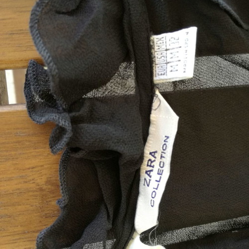 Zara sheer shirt used, medium size, black with ruffles