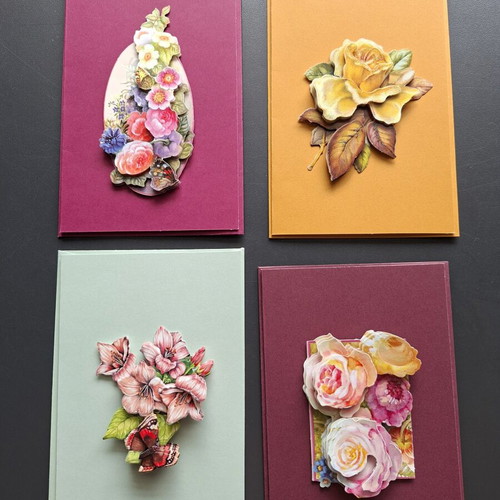 Handmade 3D flower cards with envelopes