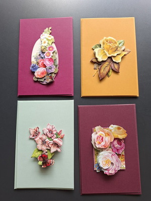 Handmade 3D flower cards with envelopes