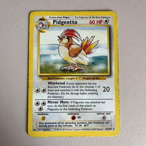 Pidgeotto 22/102 BS used with signs of wear