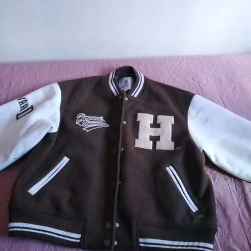 Pull & Bear college jacket used, brown and white, size L