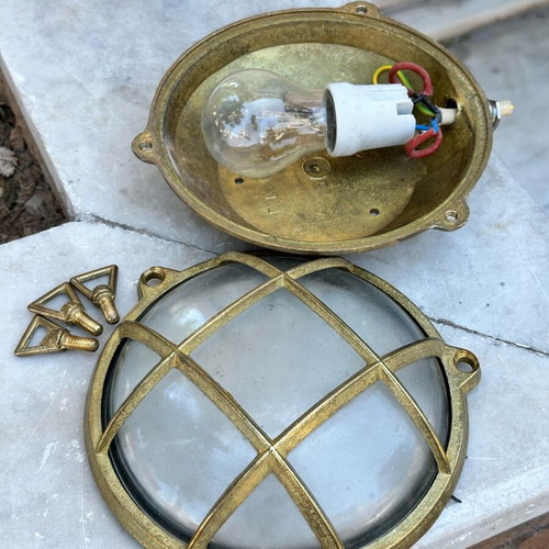 Industrial ceiling/wall light used, bronze, nautical style