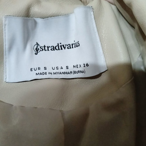 Stradivarius women's cream faux leather jacket like new XXL