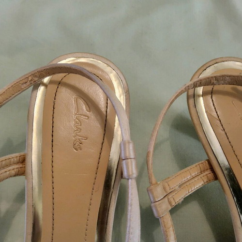Clarks sandals size 37 used, beige-pink with stones, kitten heel