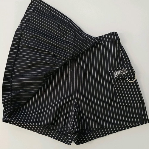 Bershka striped shorts-skirt S like new black white