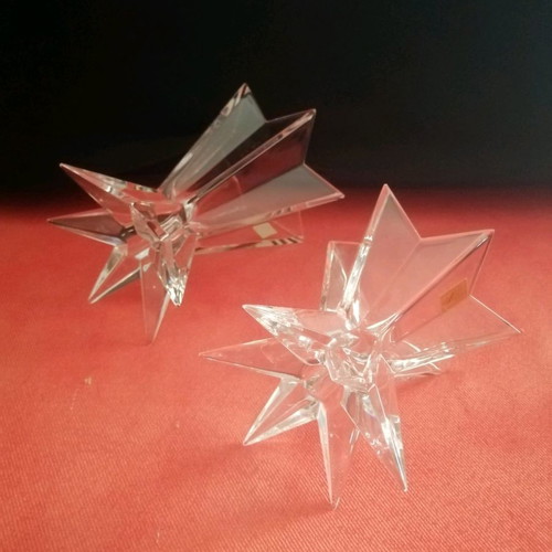 Crystal star-shaped candlesticks new, German origin, set of 2