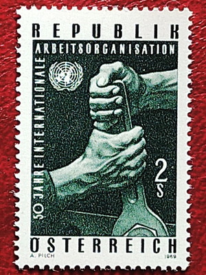 1969 (Αυστρία) 50η επέτειος της Διεθνούς Οργάνωσης Εργασίας σειρά ασφράγιστου γραμματοσήμου καινούργιο