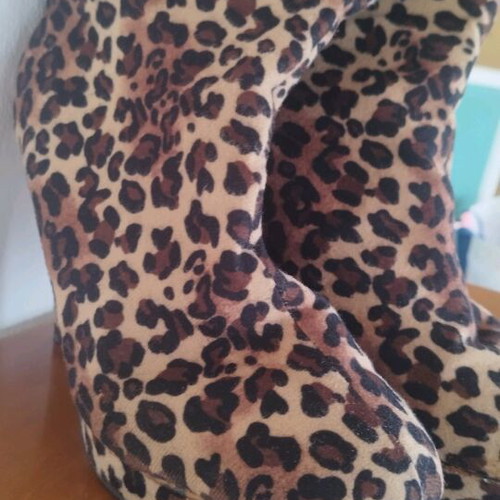 Leopard ankle boots used with zipper, size 41, 11cm heel