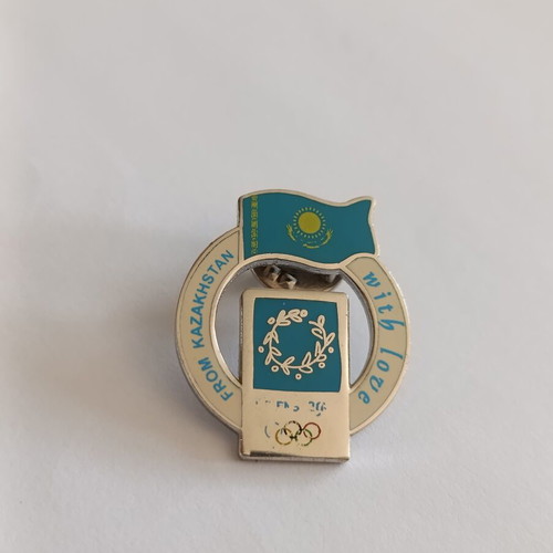 Olympic Games Athens 2004 souvenir pin used from Kazakhstan