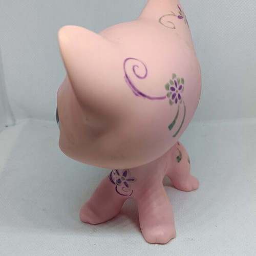 Littlest Pet Shop Jumbo Pink Shorthair Cat figure used, collectible Hasbro toy