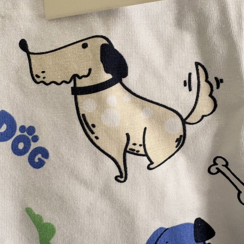 Salopette and blouse set with dog print, new, size 12M