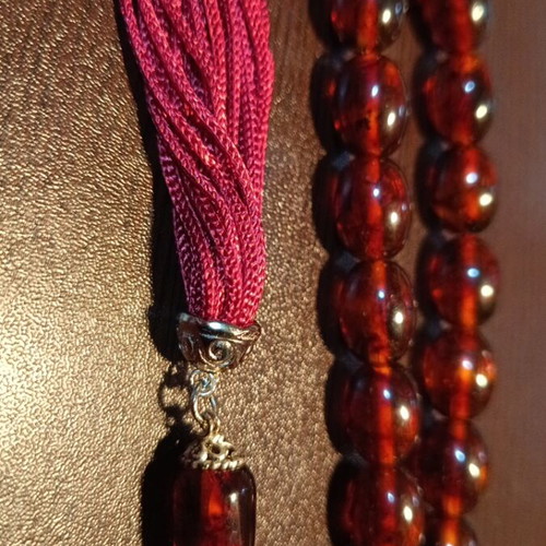 Amber Kompoloi Baltic Handmade with Silk Tassel New