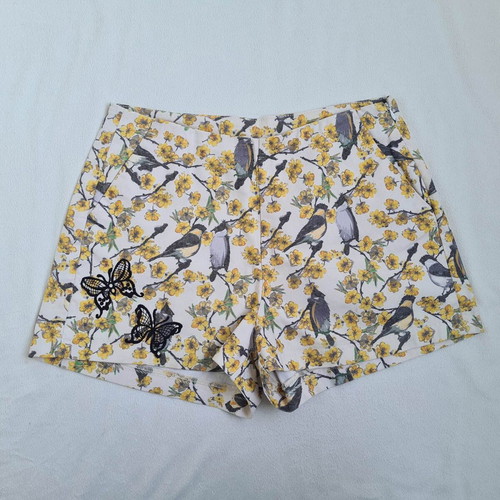 Desigual women's floral shorts with embroidered butterflies, size 40 M/L W30"