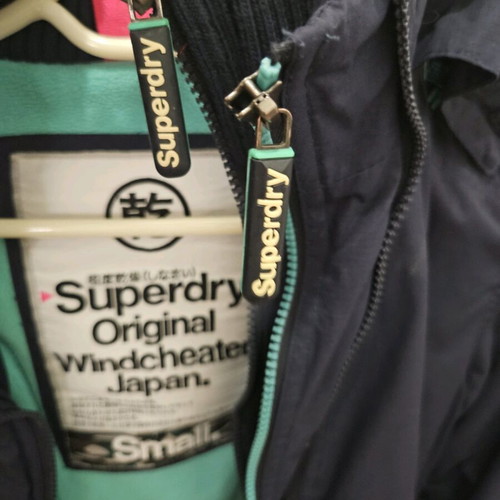 Superdry windcheater jacket like new, fleece lined, waterproof, blue, size S