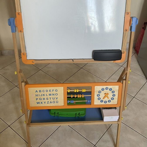 Double-sided magnetic and chalkboard with letters and numbers