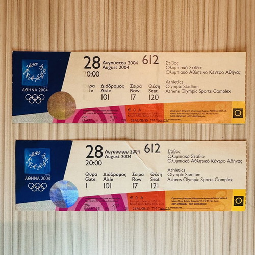 Athens 2004 Olympic Games Tickets Athletics OAKA Pair like new