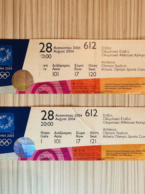 Athens 2004 Olympic Games Tickets Athletics OAKA Pair like new