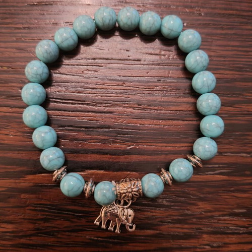 Bracelet with turquoise and elephant new