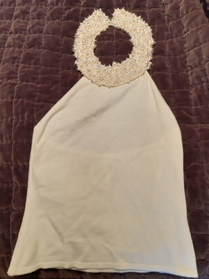 Azzardo off white blouse 100% cashmere with pearls