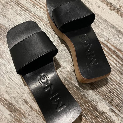 Mango leather platform sandals like new, black, size 37