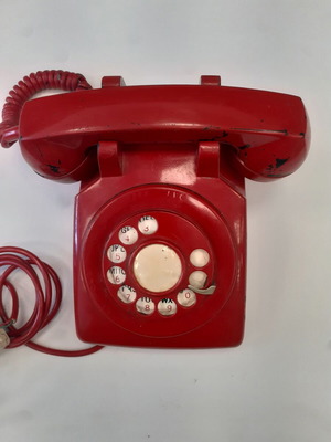 Western Electric red telephone used, 1960s-1970s