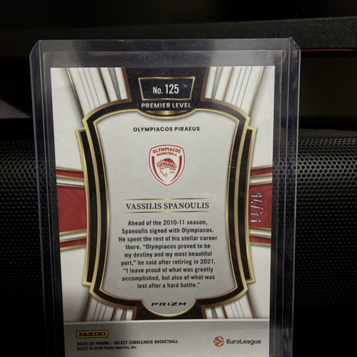Panini Select Euroleague Vassilis Spanoulis Collectible Card 54/75