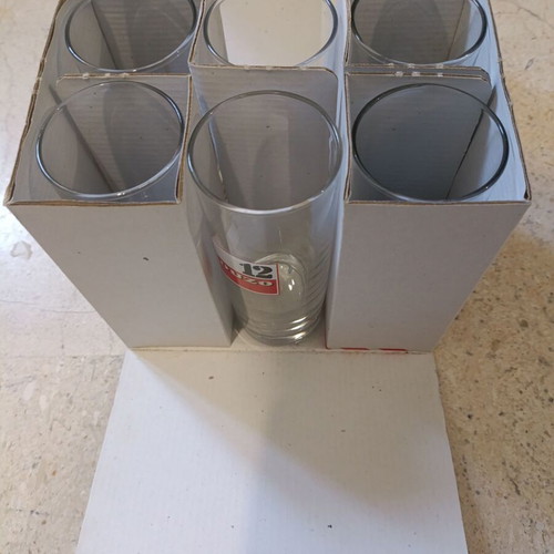 Set of 6 tall Ouzo glasses with Ouzo 12 logo