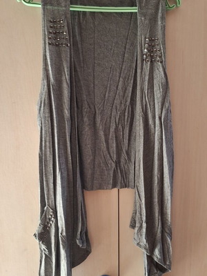 Tally Weijl sleeveless vest used, grey with studs, sizes S-M-L