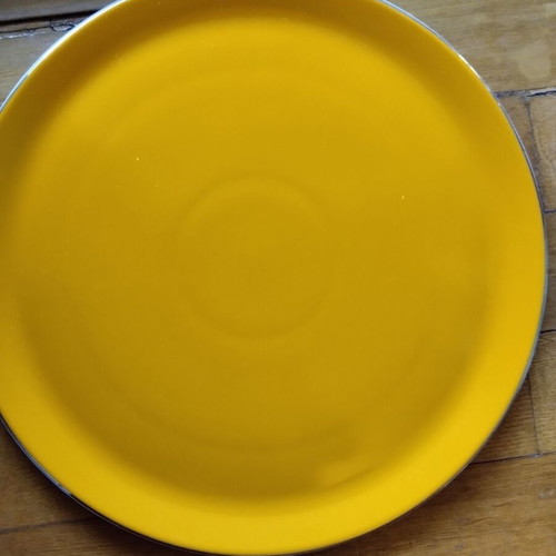 Porland porcelain pizza platter yellow 32 cm with gold trim