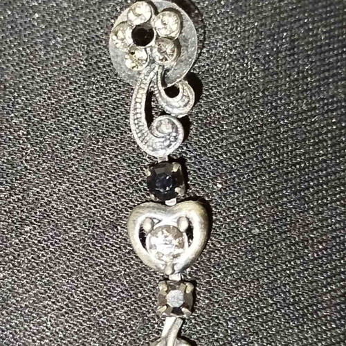 Antique dangling earrings like new with white and black crystals