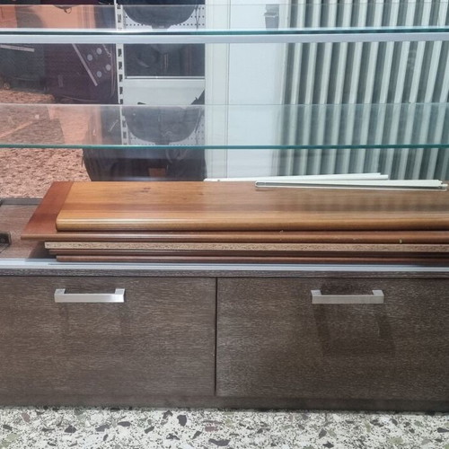 Wooden store display cabinet with cupboards used, 4 pieces 120x40 cm