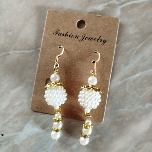 Pearl Bijou Earrings new, handmade with golden tones