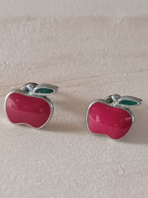Apple design earrings like new, red