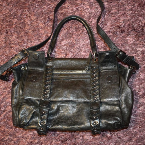 Diane Von Furstenberg Vintage Leather Hand Bag like new, black