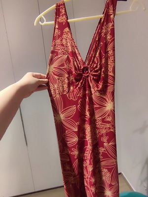 Red short open-back dress, size L