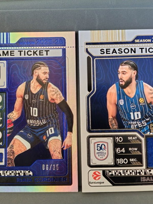 2025-26 Panini Contenders Isaia Cordinier Game Ticket /35 and Season Ticket Patch like new