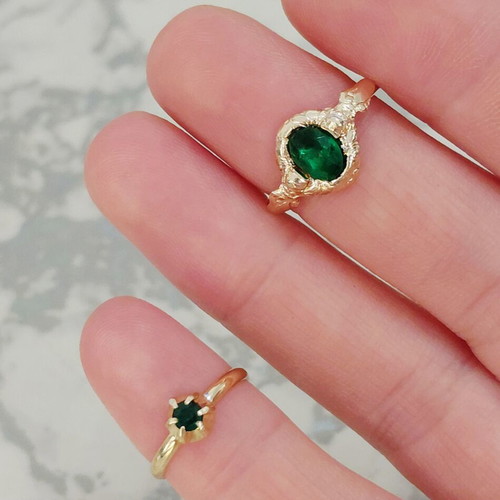Vintage women's and children's ring 1960s, green and gold