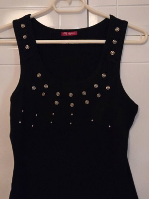 JQ Fashion black sleeveless top with metallic studs, used, size M