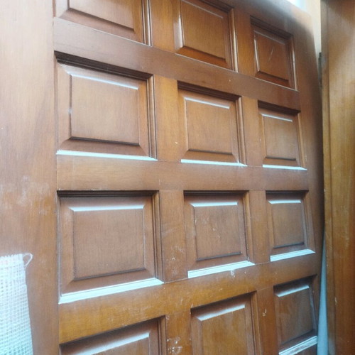 Entrance door used, heavy wooden, size 2.10 x 0.92 m