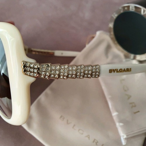 Bvlgari Sunglasses Beige Acetate Frame Brown Gradient Lens new