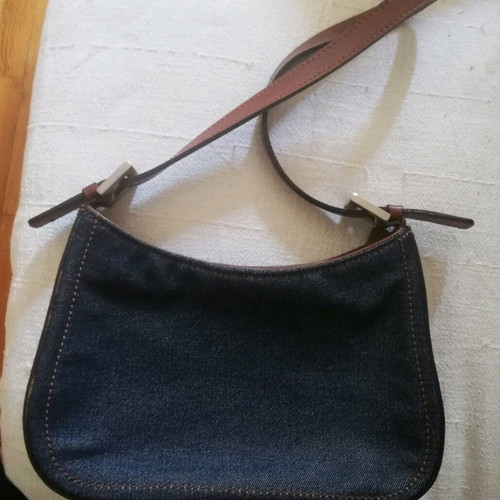Kalogirou denim and tan leather shoulder bag like new