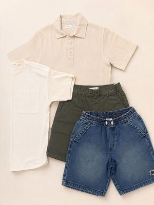 Zara Boys Summer Bundle pack of 4 linen polo, t-shirt & shorts size 9-10 years