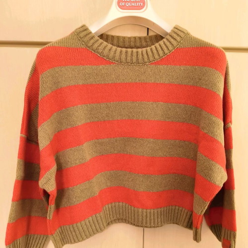 Knitted crop top Karavan new, beige and coral