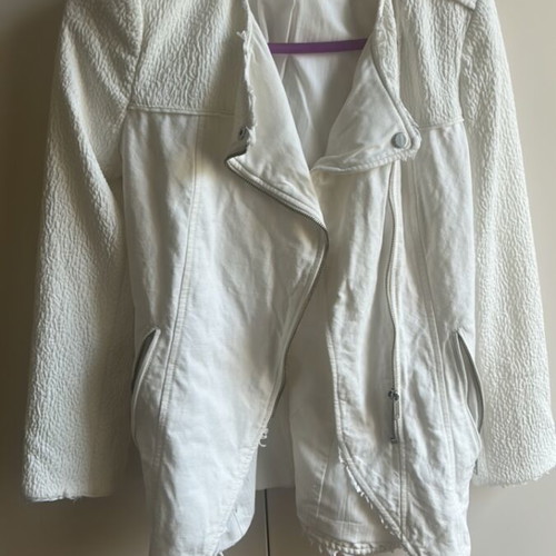 Linen biker jacket Zara M like new, white, silver buttons and zipper