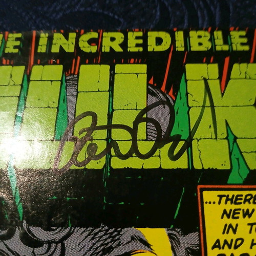 Incredible Hulk #387 used with Peter David autograph