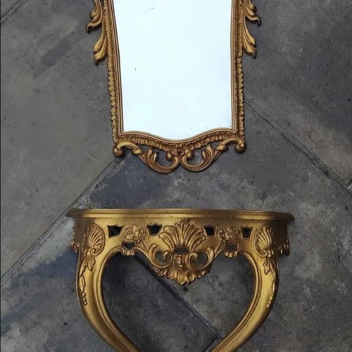 Vintage Baroque Style Wall Set Mirror and Console, like new, 70s-80s