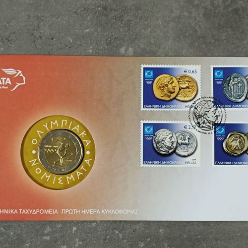 Collectible folder 2004 with 2 euro coin and stamp series, new