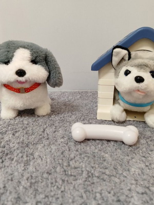 Baby toys used, pack with two puppies and doghouse