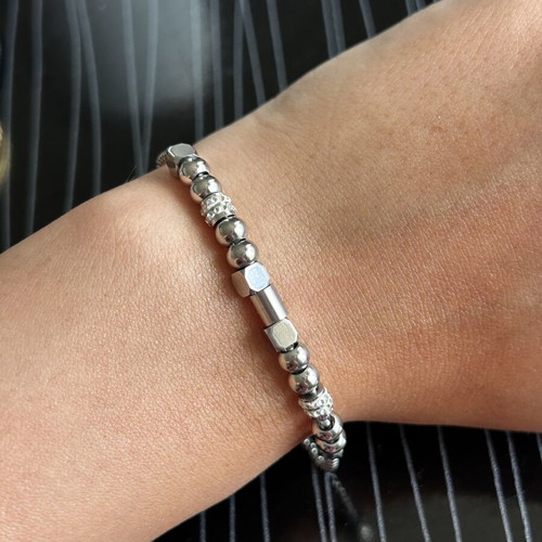 Steel bracelet with various stainless stones, like new